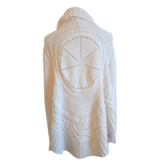 Lane Bryant Ivory Wool Cable Knit Longline Sweater Draped Cardigan 22/24 - Picture 6 of 9